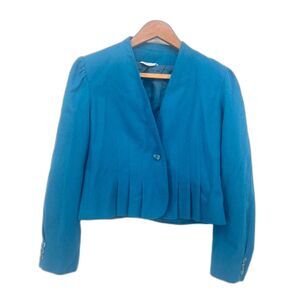 Glen Aire VTG Single Breasted Pleat Waist Cropped Career Blazer Jacket Sz 7/8